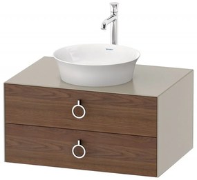 DURAVIT White Tulip závesná skrinka pod umývadlo na dosku, 2 zásuvky, 800 x 550 x 408 mm, americký orech masív/taupe matná, WT499007760