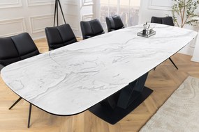 Luxusný rozkladací jedálenský stôl ILINOIS 180-220-260 cm – v bielom mramorovom prevedení