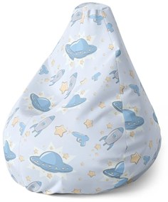 Sablio Sedací vak Pear Lietajúce taniere a rakety - 70 x 95 x 15 cm