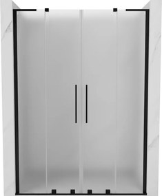 Mexen Velar L Duo, posuvné sprchové dvere do otvoru 150 cm, 8mm sklo námraza, čierna matná, 871-150-003-32-70
