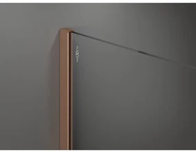 Mexen Kioto+, sprchová zástena Walk-In s poličkou a vešiakom 110 x 200 cm, 8mm šedé sklo, medený matný profil, 800-110-121-65-40