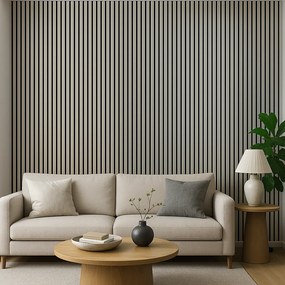 Dekoratívny akustický panel, 2400 x 600 mm, balenie 5 ks, čierna / béžová