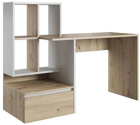 Písací stôl s policou MARLO dub artisan/biela