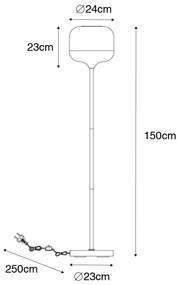 Dizajnová stojaca lampa čierna so zlatom a dymovým sklom - Kyan