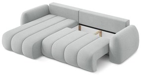 Svetlosivá rozkladacia/s úložným priestorom rohová pohovka z textílie buklé (ľavý roh/s leňoškou) Pele – Makamii