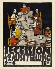 Obrazová reprodukcia Poster for the Vienna Secession, 49th Exhibition, Die Freunde, Egon Schiele