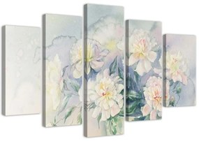 Obraz na plátně pětidílný Kytice květiny Bílá - 150x100 cm
