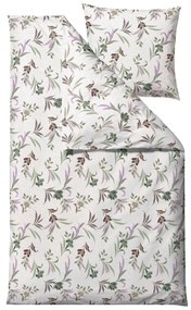 Zeleno-béžové obliečky na jednolôžko z bavlneného saténu 140x200 cm Soft Tropic – Södahl