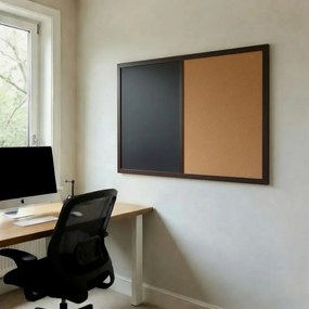 Toptabule.sk  Kombinovaná tabuľa čierna v drevenom ráme NATURE LINE Palisander 90x60 cm