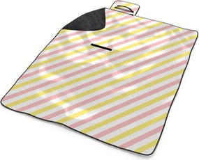 Sablio Plážová deka Ružové a žlté pruhy: 200x140 cm
