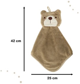 KIK Detský detský uterák na ruky 42x25cm hnedý medvedík