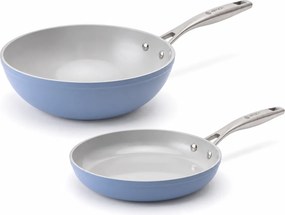 Elmich Základná súprava keramických panví Zen 2 ks – klasická + wok, modrá
