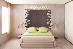 Strieborné dekoratívne akrylové zrkadlo Hex - 8 ks