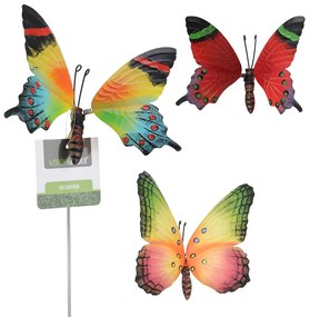 Zapichovacia záhradná dekorácia Butterfly 2, sada 3ks, 70 cm, kov, viacfarebná