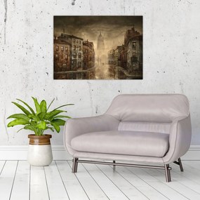 Sklenený obraz - Maľba mesta (70x50 cm)