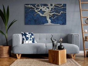 Obraz abstraktný strom na dreve s modrým kontrastom Varianta: 100x50
