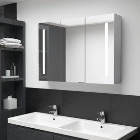 LED kúpeľňová zrkadlová skrinka betónovo-sivá 89x14x62 cm
