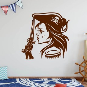 Veselá Stena Samolepka Hlava Pirátky Farba: hnědá, Veľkosť: 100 x 100 cm