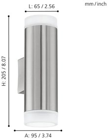Eglo 92736 - Vonkajšie nástenné svietidlo RIGA-LED GU10/2,5W/230V