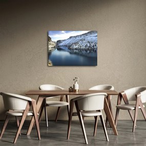 Obraz - zimná krajina s jazerom (70x50 cm)