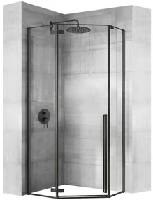 Rea Diamond Black, päťuholníkový sprchový kút 80 x 80 cm, 6mm číre sklo, čierna matná, REA-K6900