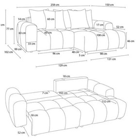 Modrá rozkladacia/s úložným priestorom rohová pohovka z textílie buklé (ľavý roh/s leňoškou) Roxelane – Bobochic Paris