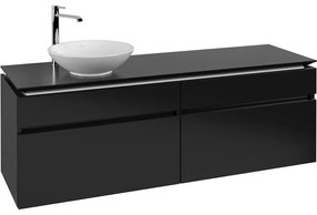 VILLEROY &amp; BOCH Legato závesná skrinka pod umývadlo na dosku (umývadlo vľavo), 4 zásuvky, 1600 x 500 x 550 mm, Black Matt Lacquer, B59600PD