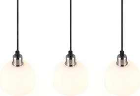 Závesné stropné osvetlenie Molly, matný nikel/biele sklo