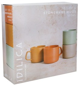 Kitchen Craft Kameninový hrnček Idilica 400 ml – set 4 ks