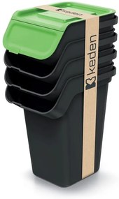 Odpadkový kôš KADDI Q SET recyklovane čierny s filtrom, objem 4 x 25l