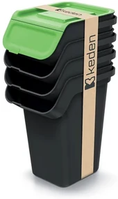 Odpadkový kôš KADDI Q SET recyklovane čierny s filtrom, objem 4 x 25l