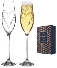 Diamante poháre na šampanské Hearts s kryštálmi Swarovski 210ml 2KS