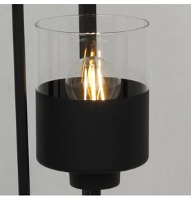 Stojacia lampa Roma Cage, 3x čierne/transparetné sklenené tienidlo v kovovom ráme