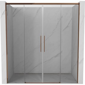 Mexen Rox, posuvné sprchové dvere 190 cm, 8mm číre sklo, ružové zlato profil, 8C2-190-002-60-00