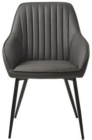 Tmavosivé čalúnené jedálenské kreslá v súprave s podrúčkami 2 ks Nolan Stripe – Unique Furniture