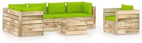 7-dielny záhradný set s podložkami zelené impregnované drevo