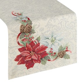 VIANOČNÝ GOBELÍNOVÝ BEHÚŇ NA STÔL MERRY 50X110 CM VZOROVANÁ