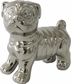 Dekorácia pes 12 cm, strieborná