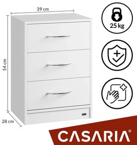 Casaria Nočný stolík ELOISE s podsvietením, 54x39x28cm, biela