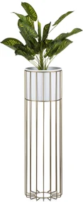 KOVOVÝ KVETINÁČ SO STOJANOM GLAM 70X20 CM BIELA/ZLATÁ