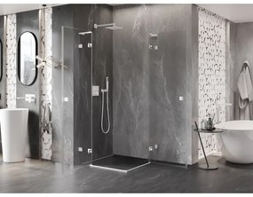 Mexen Lunar, L Duo výklopný sprchový kút 100 x 100 cm, 8mm číre sklo, biely profil, 834L-100L-100P-20-00