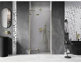 Mexen, Mexen Lunar L výklopné sprchové dvere ľavé 85 cm, transparentné, zlaté - 834L-085-000-50-00-L