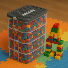 KRUZZEL Box na stavebnicu so 4 úrovňami - organizér na hračky - Kruzzel