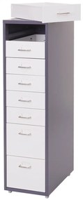 Zásuvková skrinka Boston T851 - 110x28x41cm, 8 zásuviek - tmavosivá biela