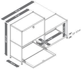 Kovový regál »CN3« s 3 priehradkami, sivý
