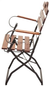 Záhradná súprava 4 skladacích stoličiek a stola HWC-J40, drevo / kov - hnedá