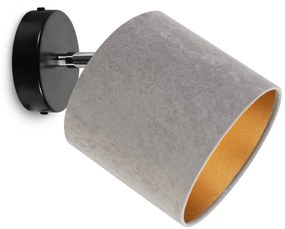 Bodové svietidlo Mediolan, 1x šedé/zlaté textilné tienidlo, (výber z 2 farieb konštrukcie - možnosť polohovania)