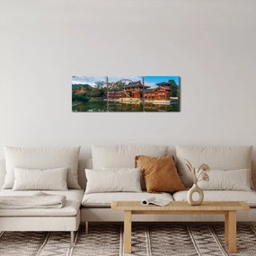 Obraz - Chrám Byodo-in, Japonsko (s hodinami) (90x30 cm)