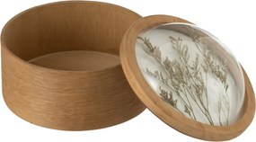 Drevená krabička s vekom so sušenými kvetmi – Ø 17*13 cm