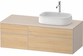 DURAVIT Zencha závesná skrinka pod umývadlo na dosku (umývadlo vpravo), 4 zásuvky, 1300 x 550 x 442 mm, dub prírodný/taupe super matná, ZE4827030830000